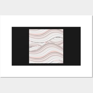 Pretty Pink Waves | Wavy Digital Illustration | Calming Pink, Gray and White Tones Posters and Art